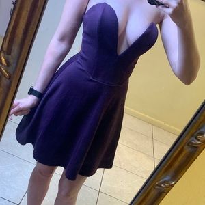 [SOLD]Purple Deep Plunge Strapless Tobi Dress